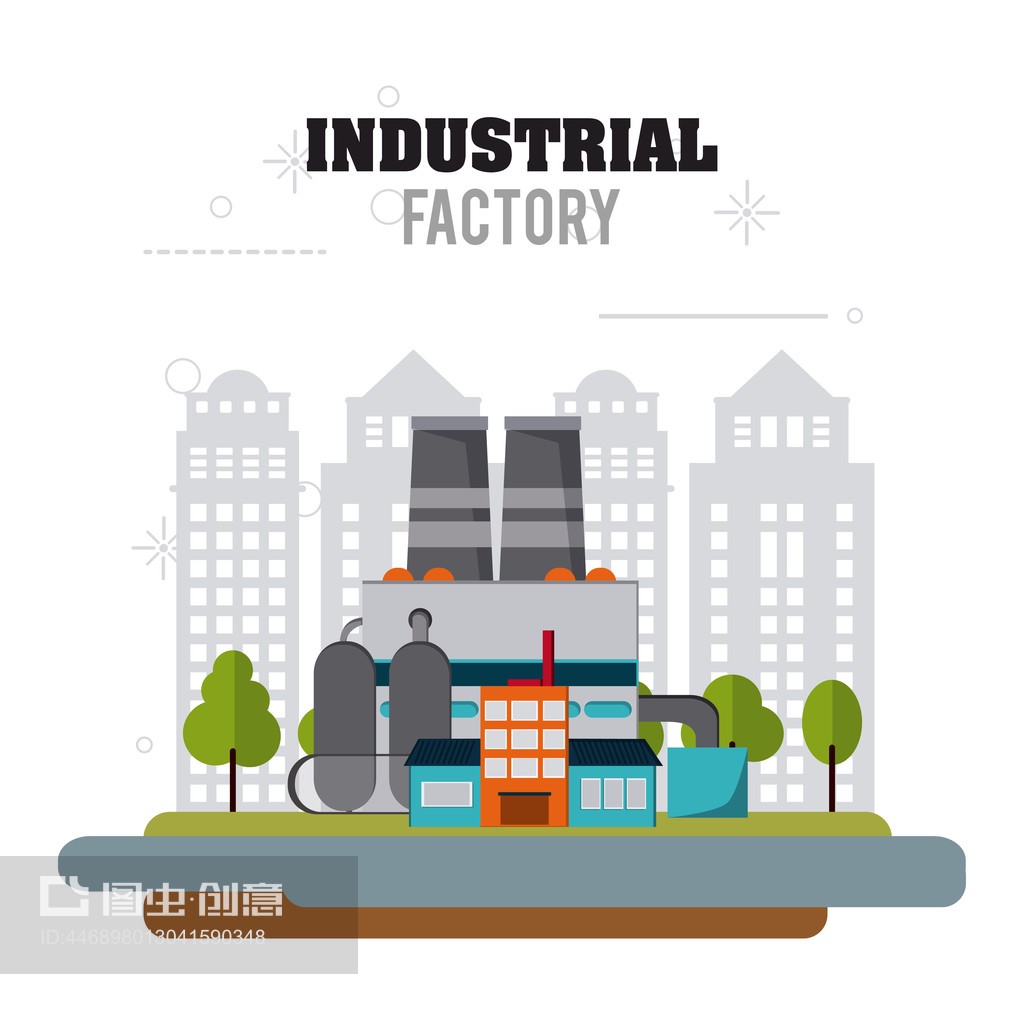 工业工厂设计,矢量插图Industrial factory design, Vector illustration